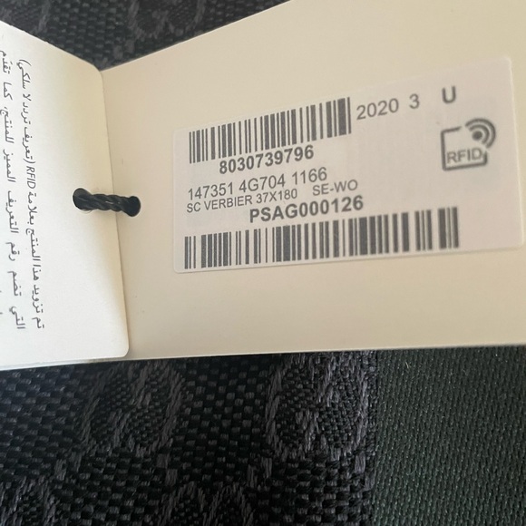 ***SOLD**Gucci 147351 Dark Grey GG  Red Green Stripe Wool Scarf Muffler - Picture 10 of 11